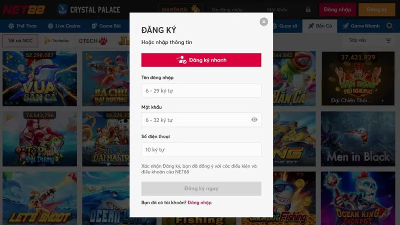 Hướng dẫn đăng ký tài khoản đơn giản tại Net88