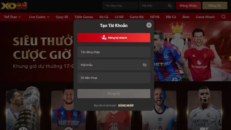 Hướng dẫn đăng ký tài khoản XO88 siêu nhanh cho tân binh