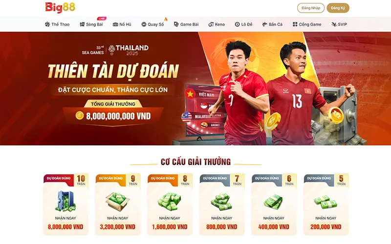 Thiên Tài Dự Đoán BIG88 mùa SEA Games 33 với thưởng hấp dẫn
